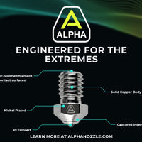 ALPHA PCD 3D Printer Nozzle – Polycrystalline Diamond (V6 / Prusa / K1C / K2P / Qidi Plus4)