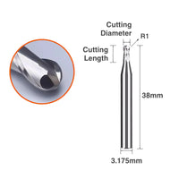 Two Flute Ball Nose Bit for Metal - 1/8″ Shank by Makera
