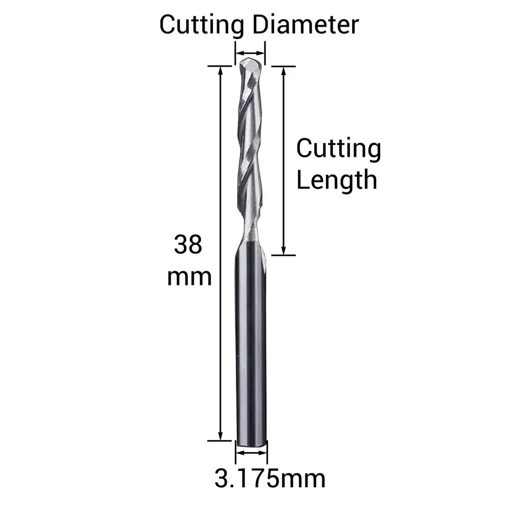 Two Flute Bit Two Flute Ball Nose Bit - 1/8″ Shank by Makera – Fabreeko