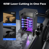 L8 Laser Engraver Machine, 20W/40W Power, 40000mm/min High Speed All-in-one, Air Assist, Lightburn Camera