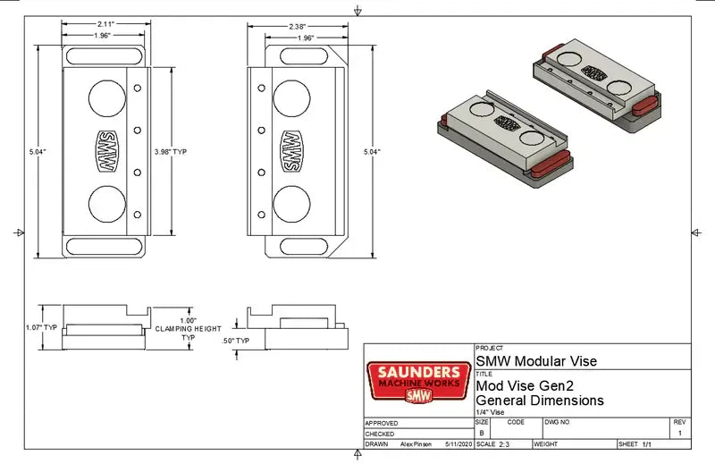 Modular Vise System M6 By Saunders Machine Works (SMW)