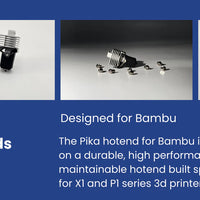 Pika Hotend for Bambu labs X1 and P1 Series Titanium, Extended Melt Zone, Modular Design (1.75 mm)