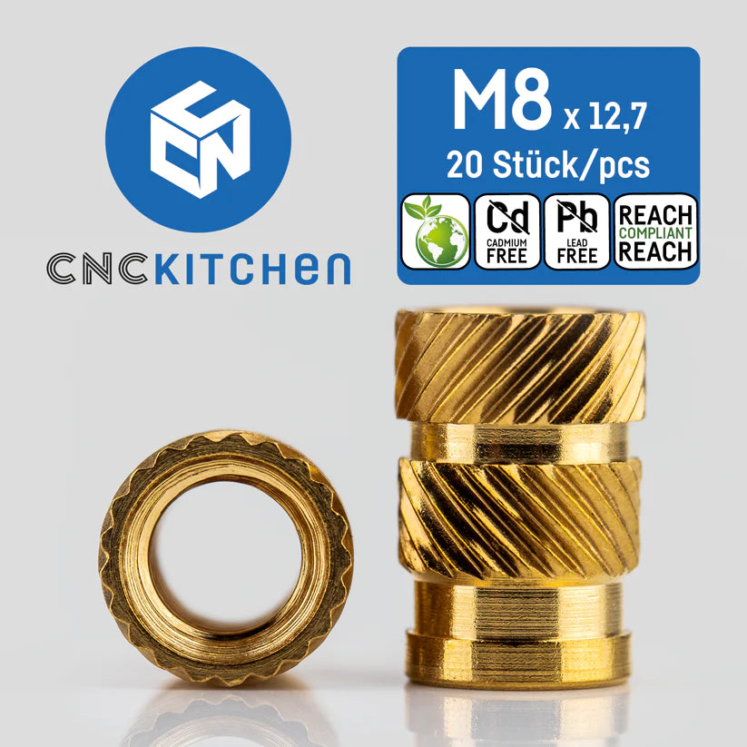 CNC kitchen Heat inserts M2-M8