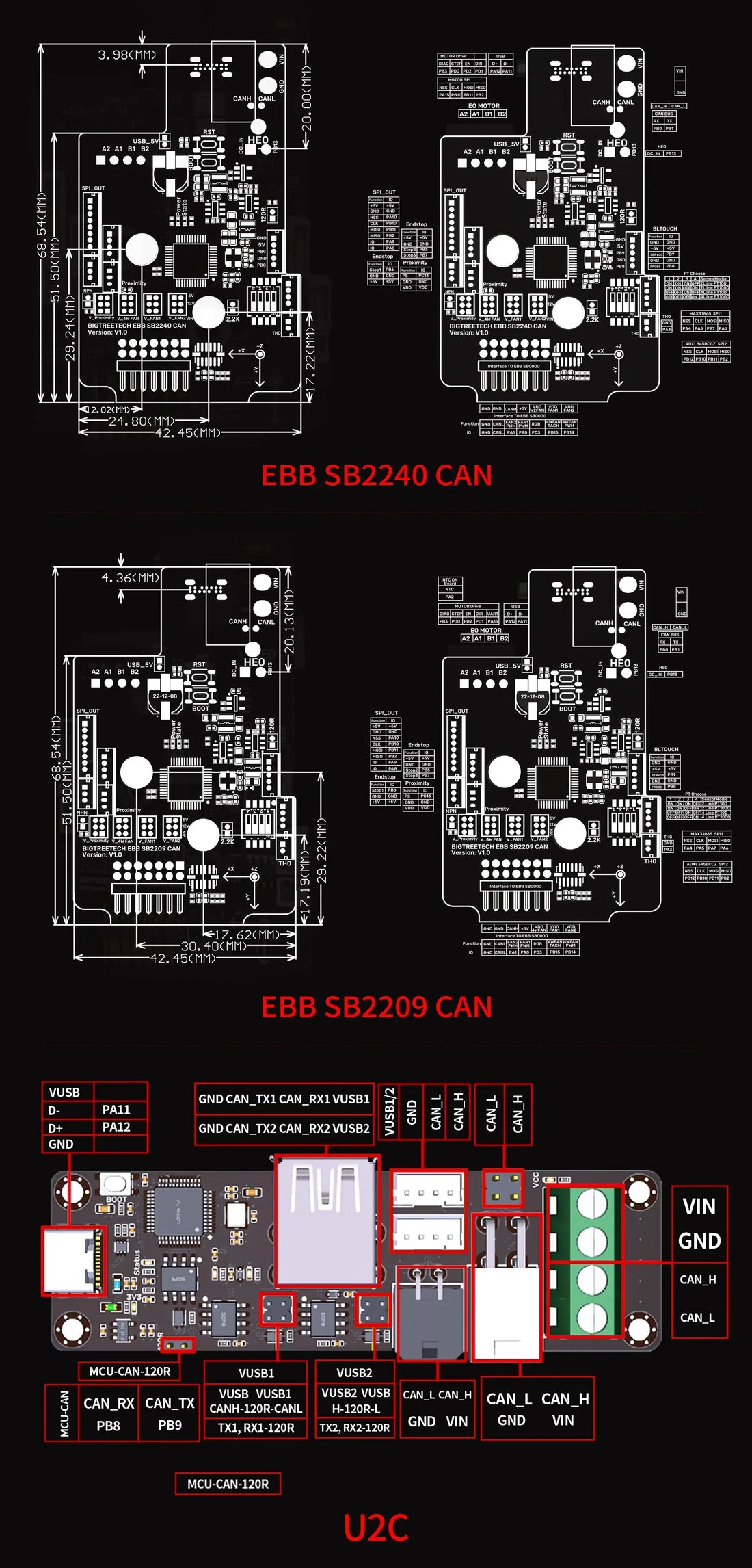 BigTreeTech EBB SB2209/SB2240 CAN Toolhead Board for Voron StealthBurner