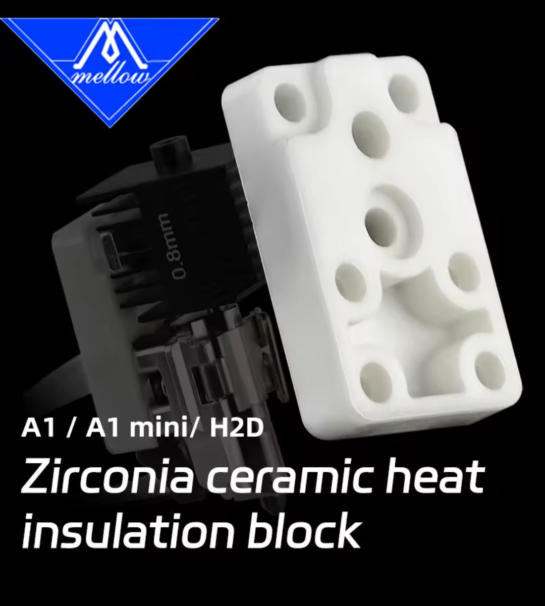 Bambu Lab A1/A1 Mini  and H2 series Ceramic (zirconia) Insulator Block Kit For Hotend