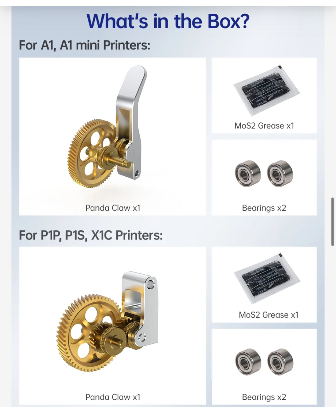 bambu lab extruder gear Panda Claw Extruder gear assembly for Bambu lab X1/P1 & A1