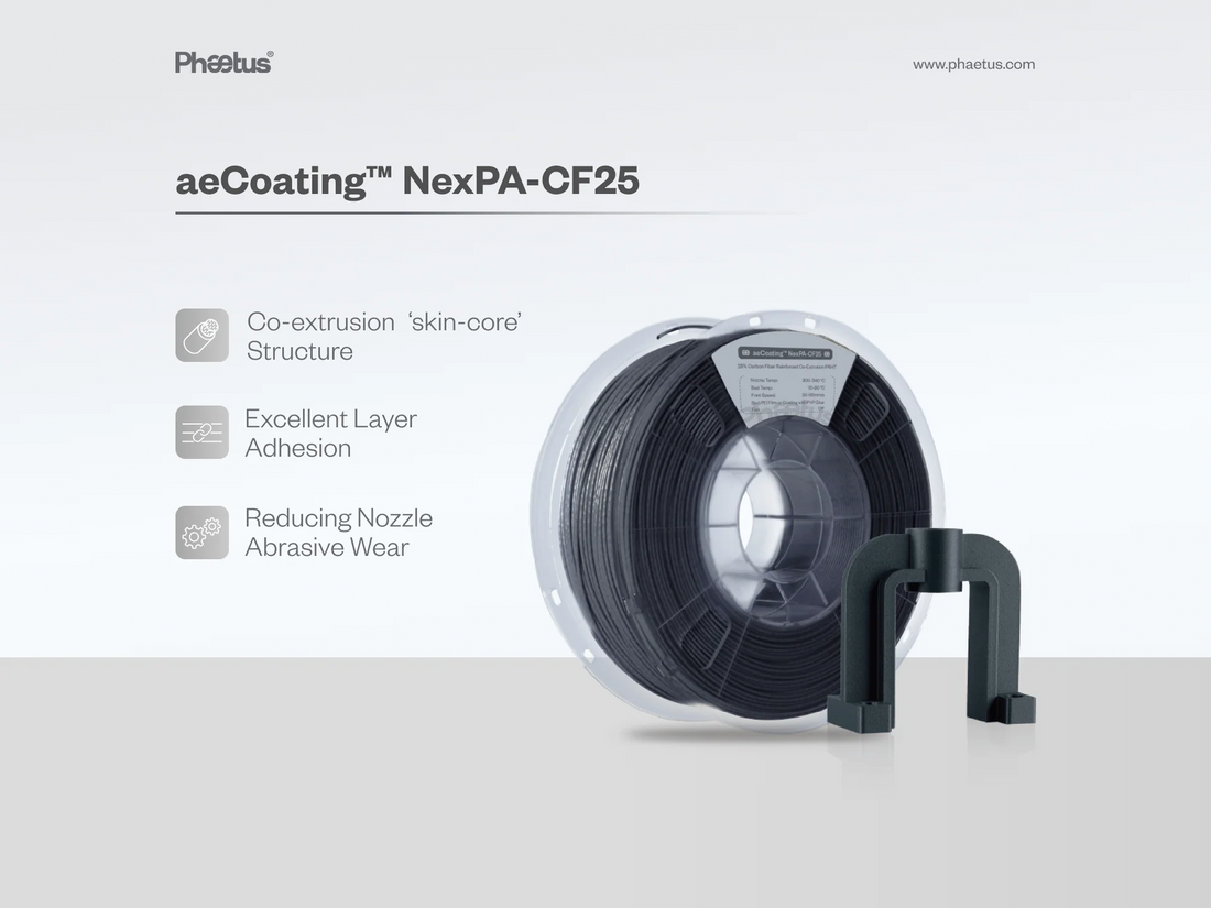 Phaetus aeCarbon NexPA-CF25 Carbon Fiber Filled Nylon Co-extrusion (aeCoating) 3D Printer Filament 1KG 1.75mm