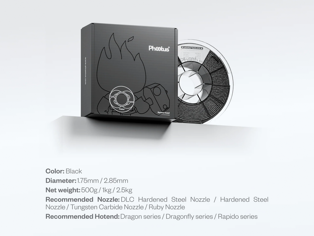 Phaetus aeCarbon NexPA-CF25 Carbon Fiber Filled Nylon Co-extrusion (aeCoating) 3D Printer Filament 1KG 1.75mm