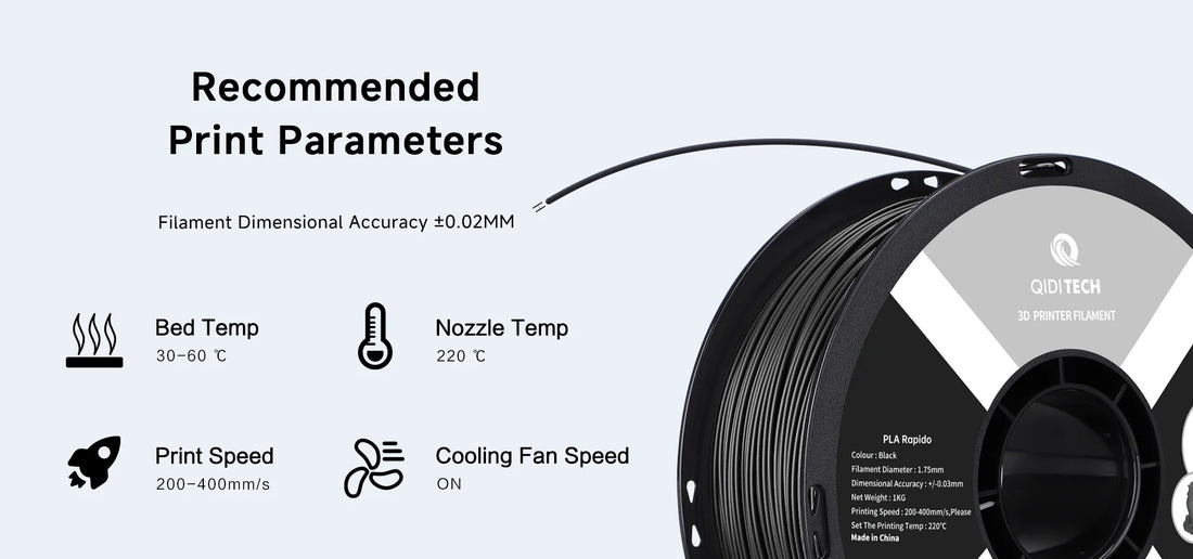 Qidi PLA Rapido 1.75 mm Filament 1kg spools