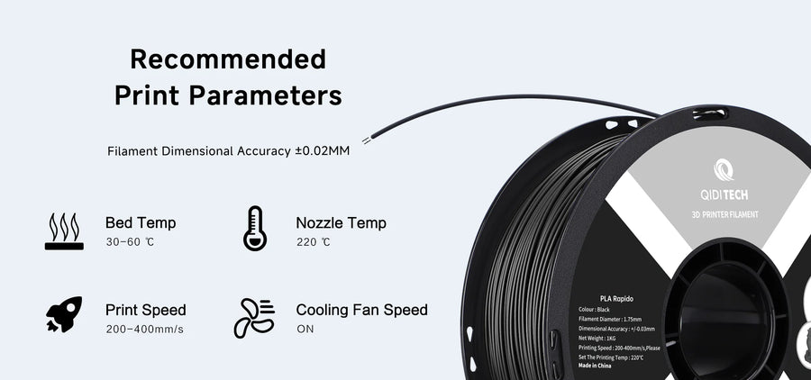 Qidi PLA Rapido 1.75 mm Filament 1kg spools