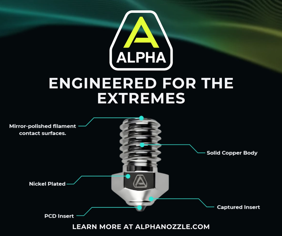 ALPHA PCD 3D Printer Nozzle – Polycrystalline Diamond (V6 / Prusa / K1C / K2P / Qidi Plus4)